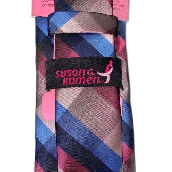Susan G Komen Tie Pink Blue Knots for Hope Breast Cancer Awareness NWT - Picture 4 of 4